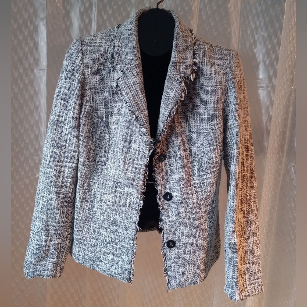Briggs White Flecked Twill 3-Button Blazer Size 10
